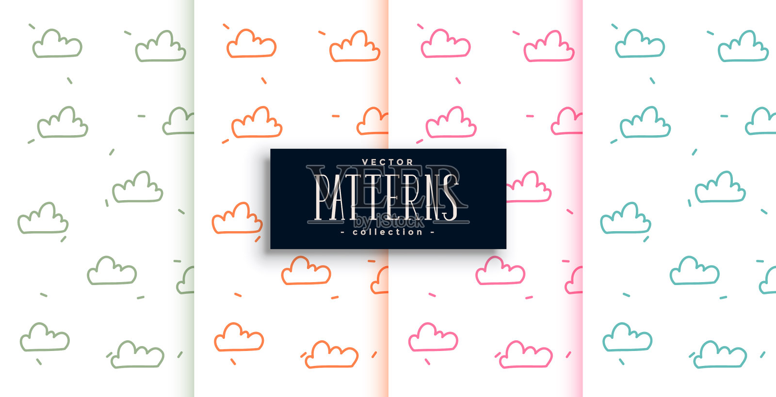 可爱的涂鸦风格云图案一套四插画图片素材