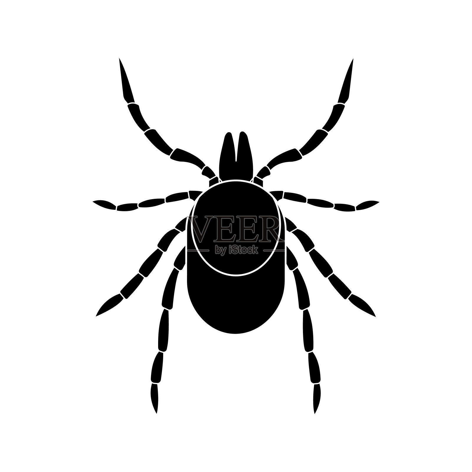 蜱黑色剪影，螨寄生虫矢量图标插画图片素材