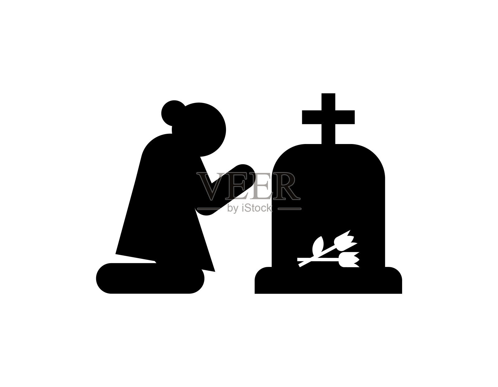 寡妇标志图标。悲伤和痛苦的概念插画图片素材