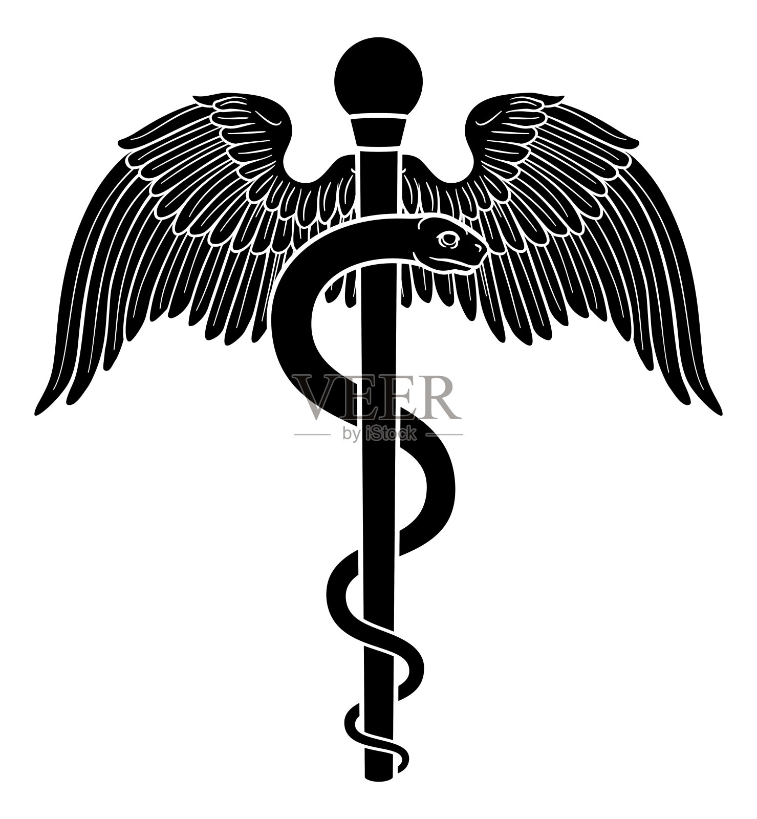 阿斯克勒庇俄斯医学符号之杖插画图片素材