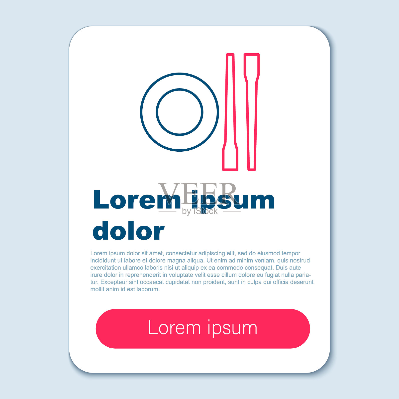 线食物筷子与餐盘图标隔离在灰色背景。用来做亚洲菜的韩国木棒。东方器具。彩色轮廓概念。向量插画图片素材