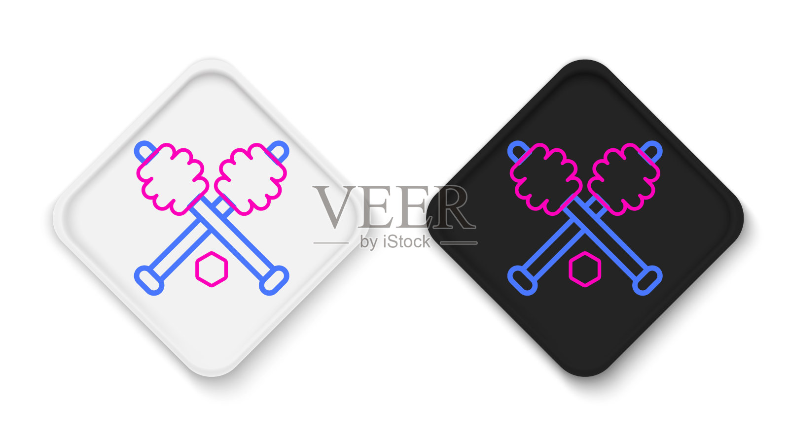 线蜂蜜勺棒图标孤立的白色背景。蜂蜜包。彩色轮廓概念。向量图标素材