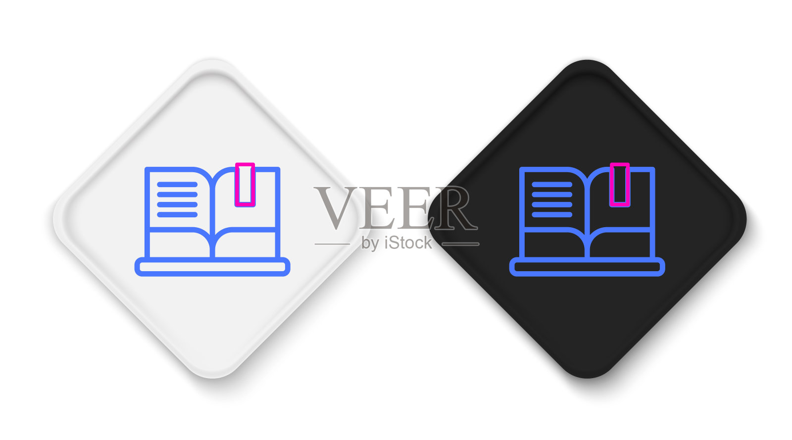 行打开书图标孤立在白色背景上。彩色轮廓概念。向量图标素材