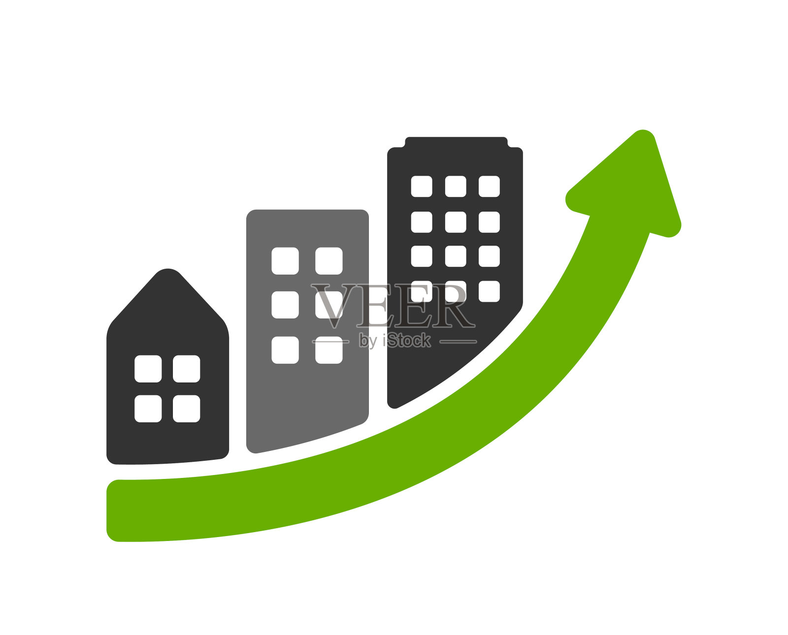 城市发展、地价上涨矢量图标说明插画图片素材