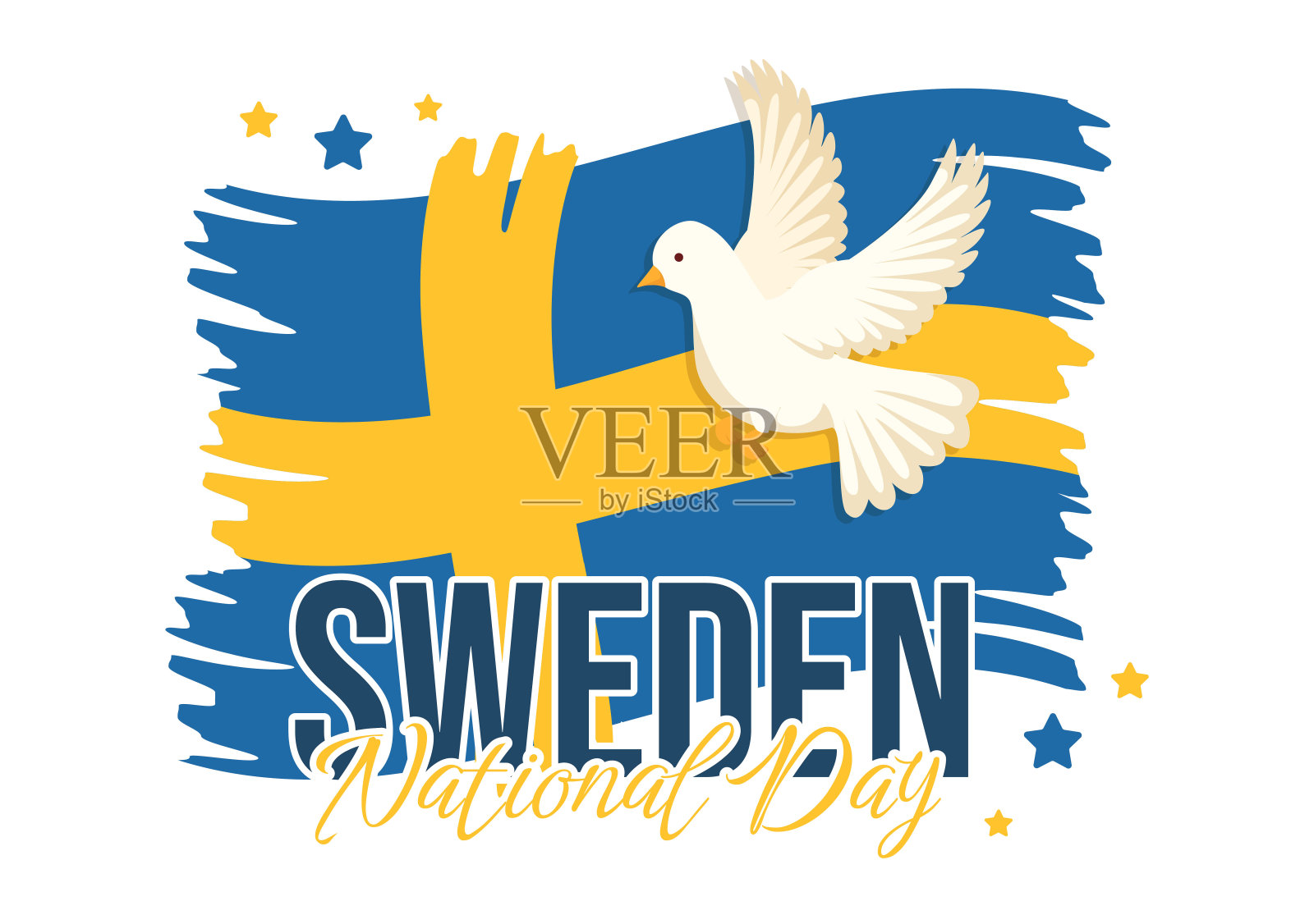 瑞典国庆日矢量插图6月6日庆祝瑞典国旗在平面卡通手绘的网页横幅或登陆页模板插画图片素材