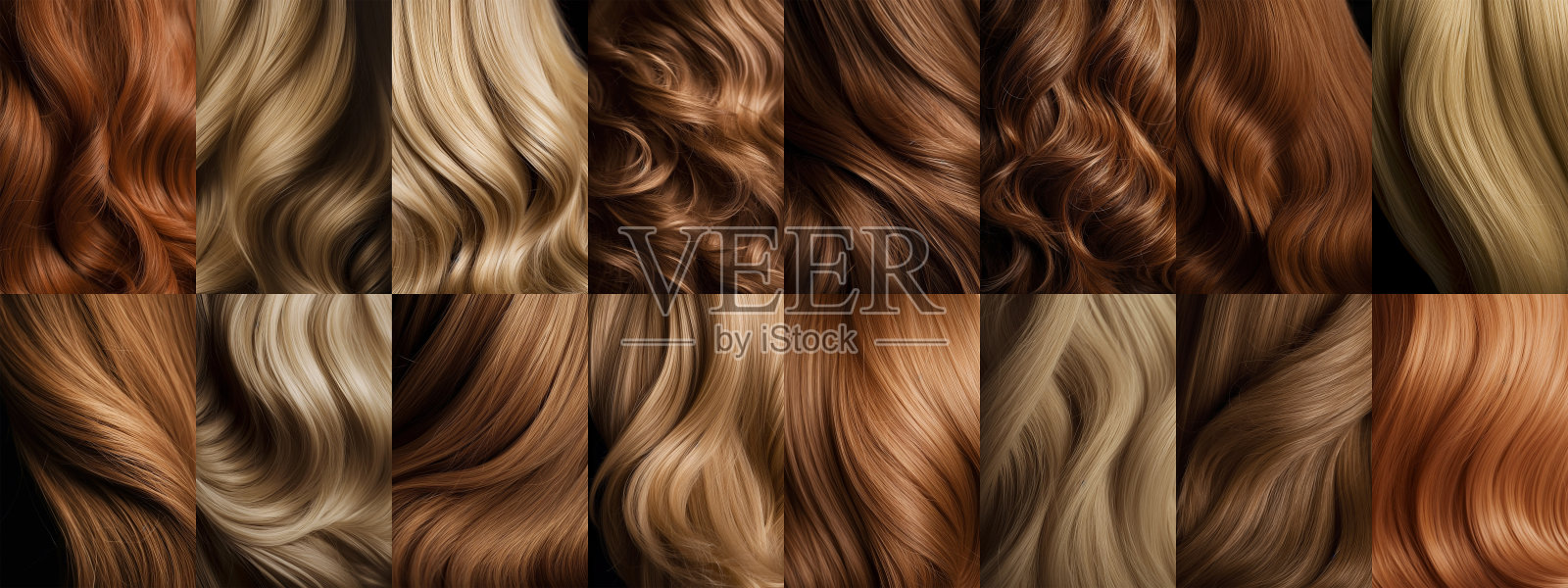 头发定型女人的颜色着色，头发护理，造型和发型的金色和红色的颜色，纹理照片摄影图片