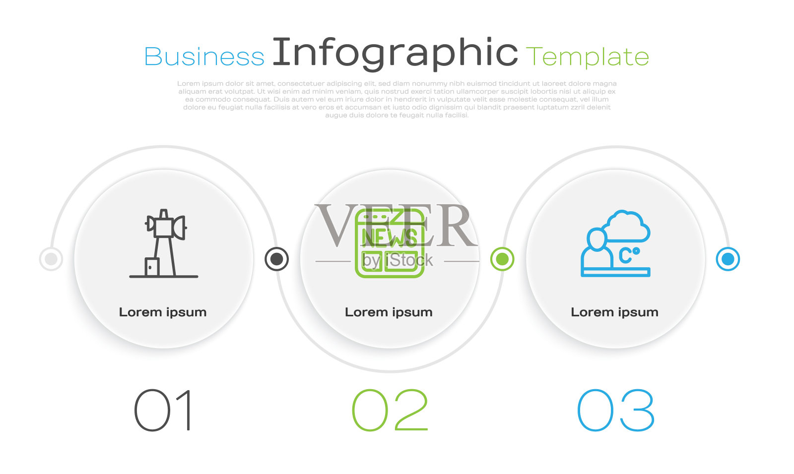 设置线路天线，新闻和天气预报。业务信息图模板。向量设计模板素材