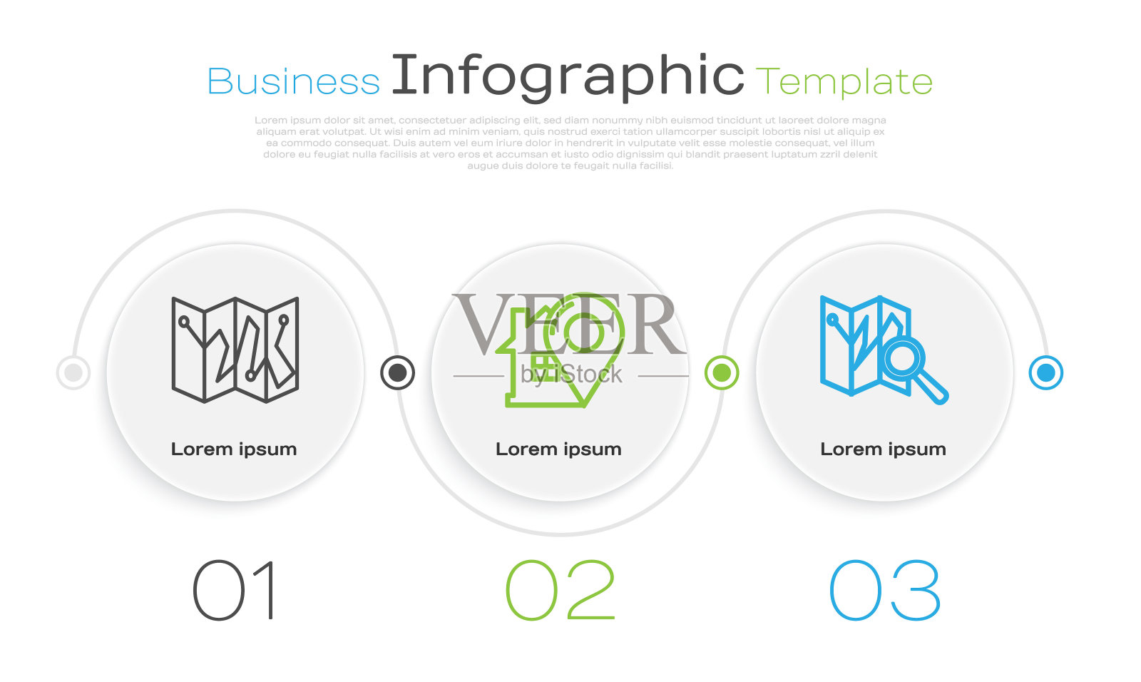 设置线折叠地图与位置标记，地图指针与房子和折叠地图与位置标记。业务信息图模板。向量设计模板素材