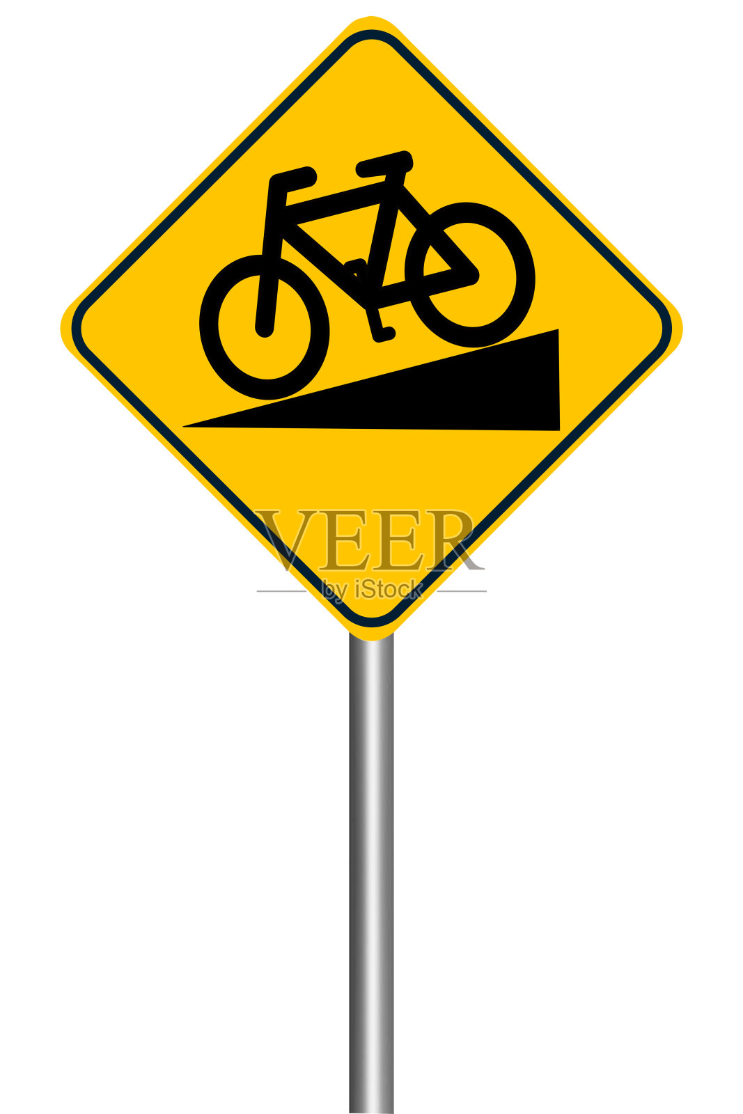 自行车下坡警告标志照片摄影图片