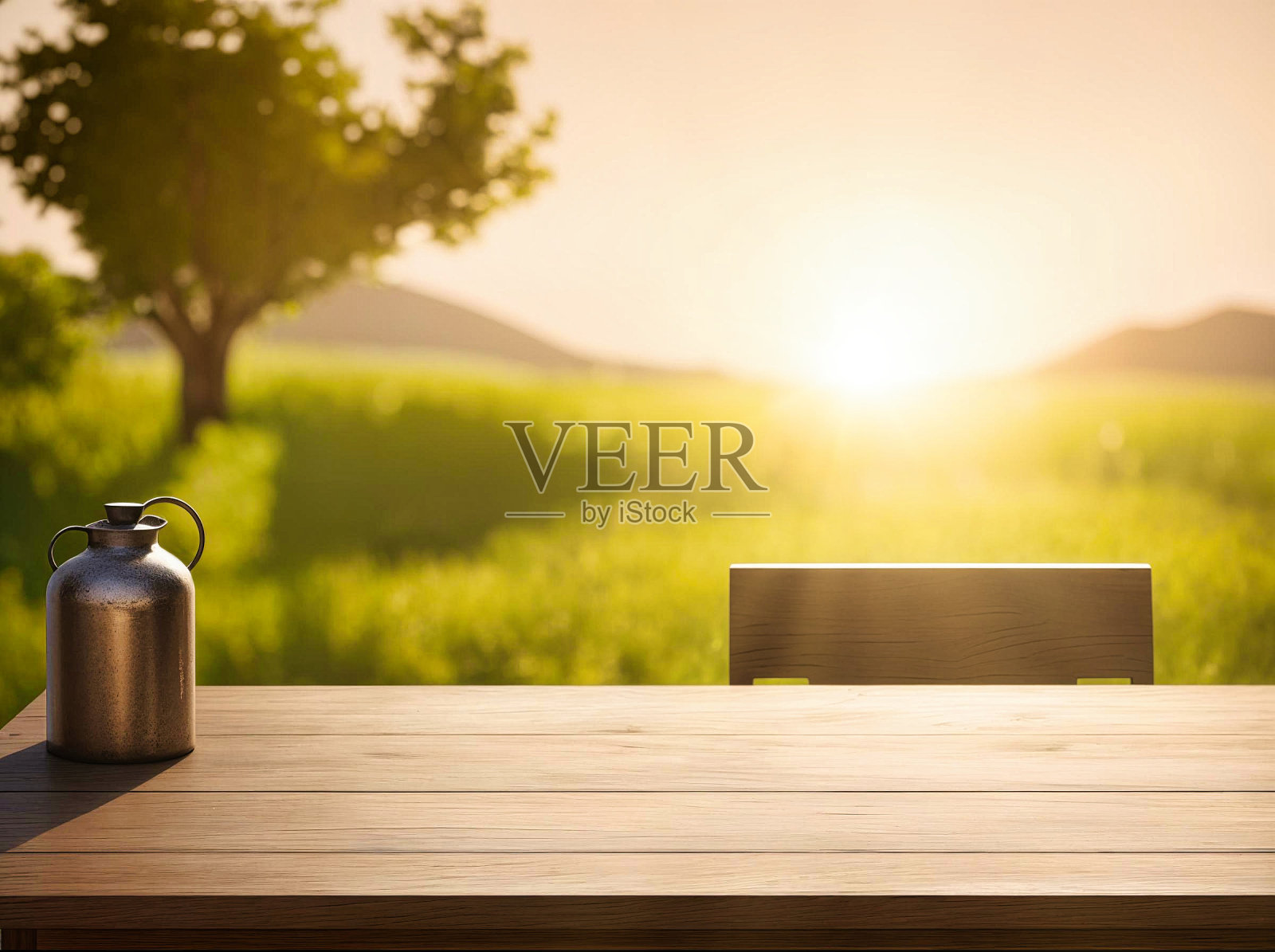 空木桌模糊的背景，可用于展示或蒙太奇您的产品照片摄影图片