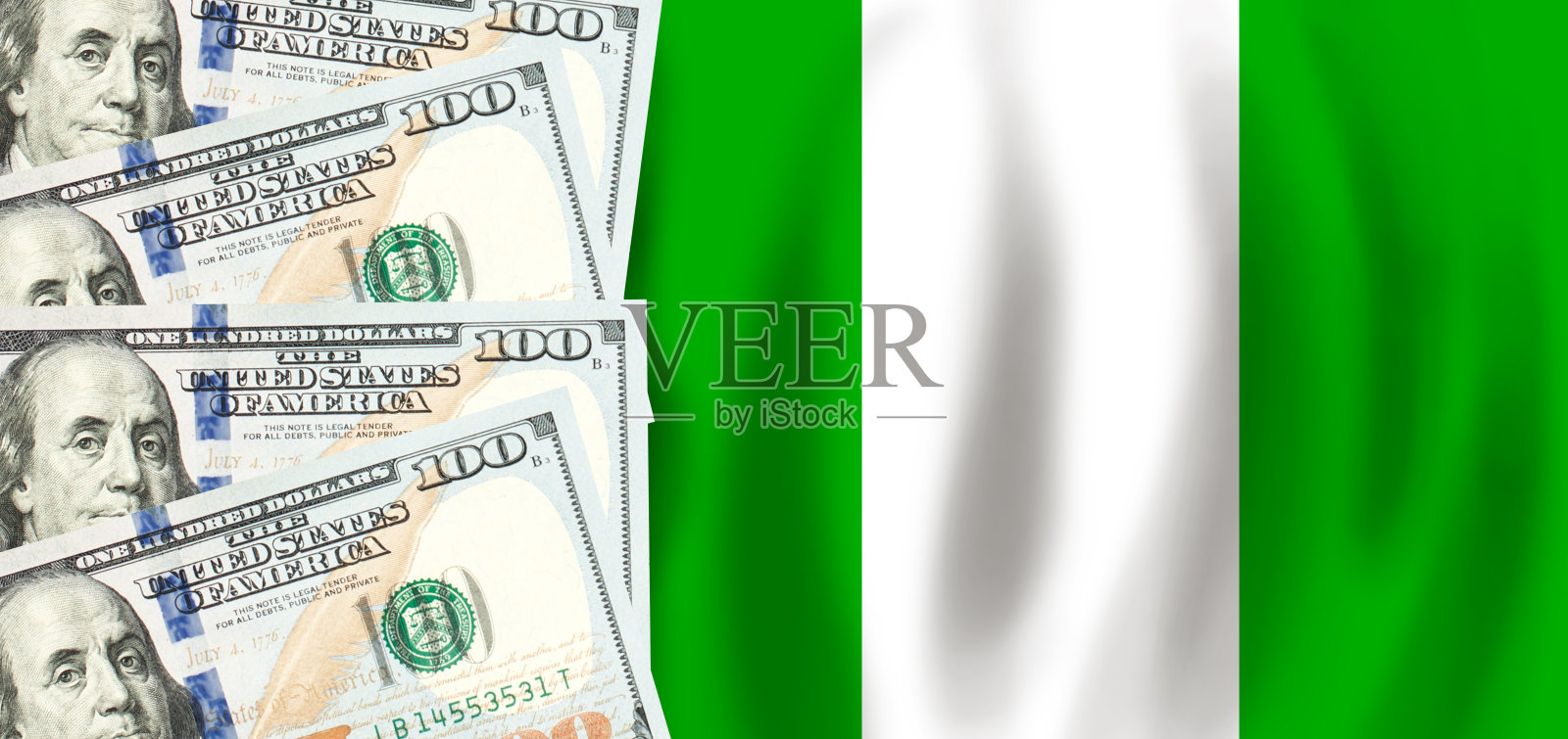 尼日尔国旗上的美元，尼日利亚财政，补贴，社会支持，GDP概念照片摄影图片