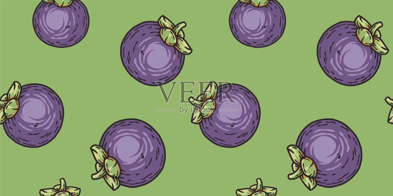 奇异的山竹果无缝图案。载体生态水果或有机天然食材插画图片素材