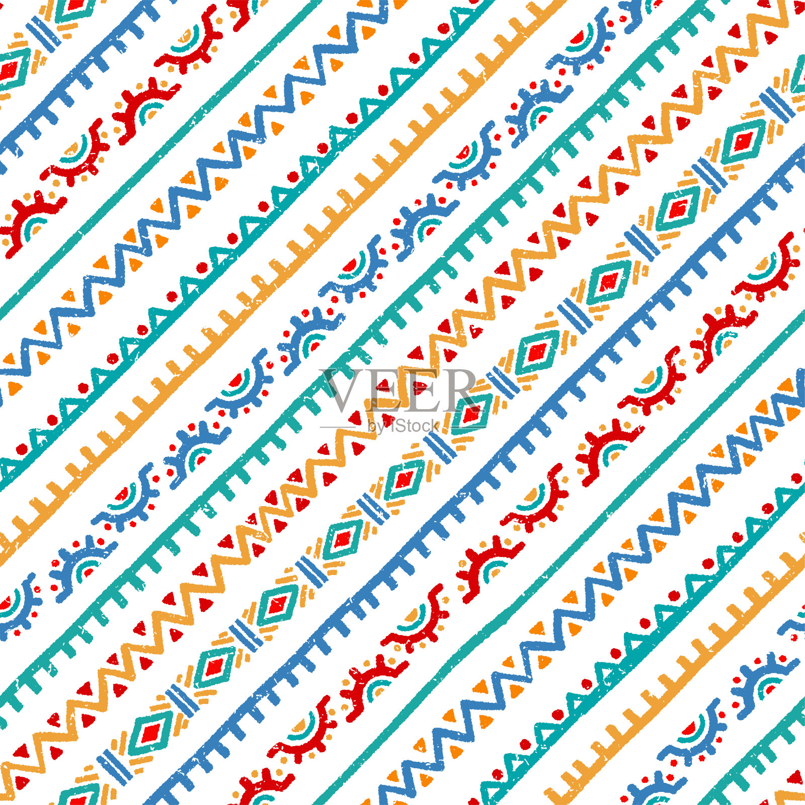 手绘抽象无缝模式，民族背景，简单的风格-伟大的纺织品，横幅，壁纸，包装-矢量设计插画图片素材