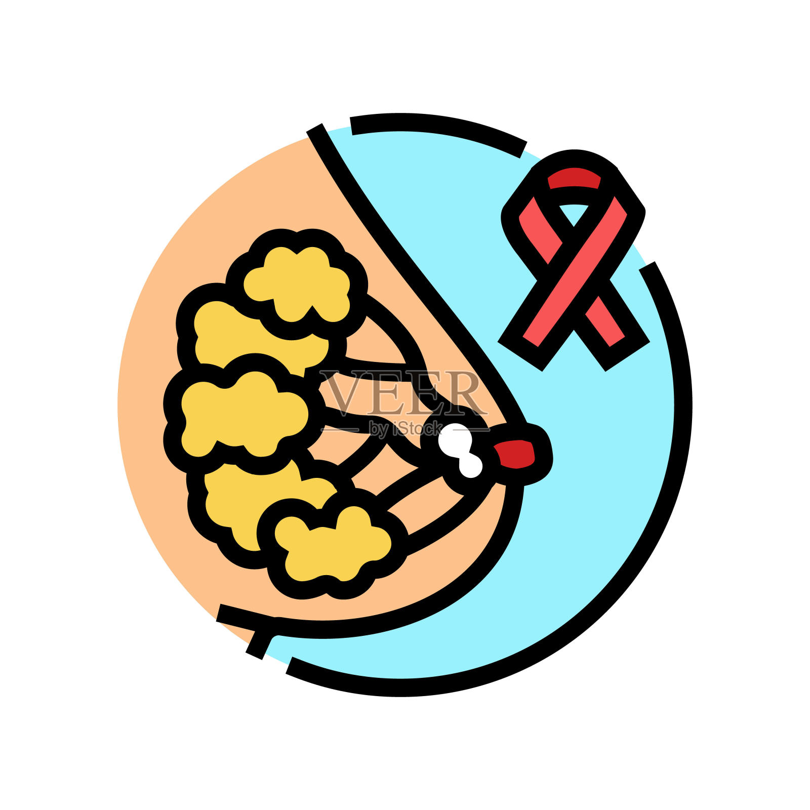 导管乳腺癌彩色图标矢量插图插画图片素材