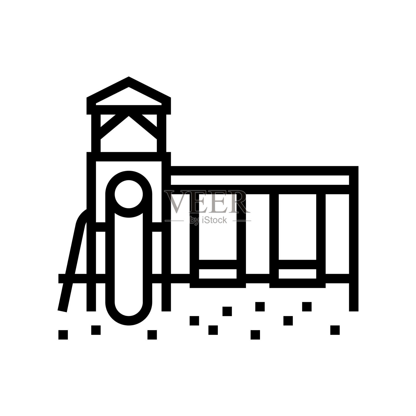 户外儿童乐趣线图标矢量插图插画图片素材