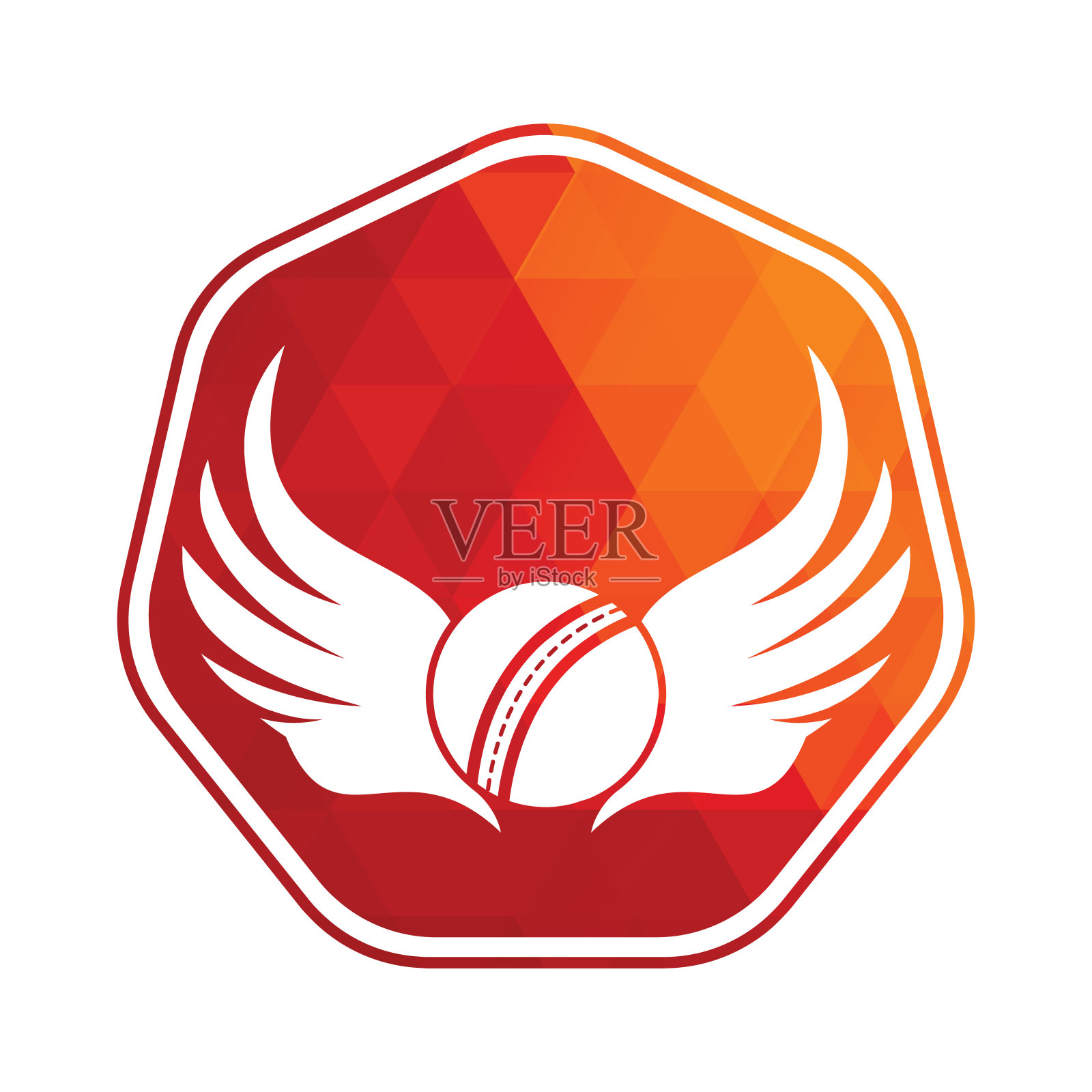 板球运动矢量标志设计模板。插画图片素材