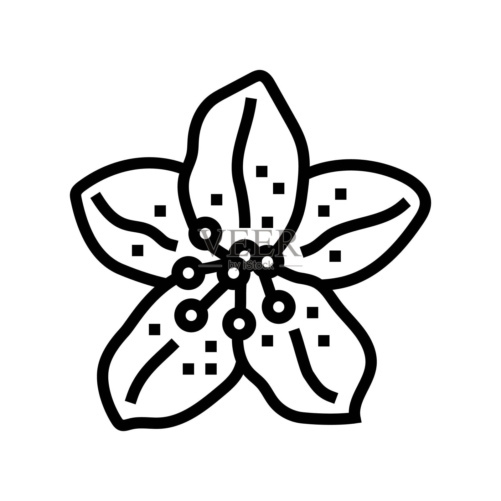 杜鹃花春线图标矢量插图插画图片素材