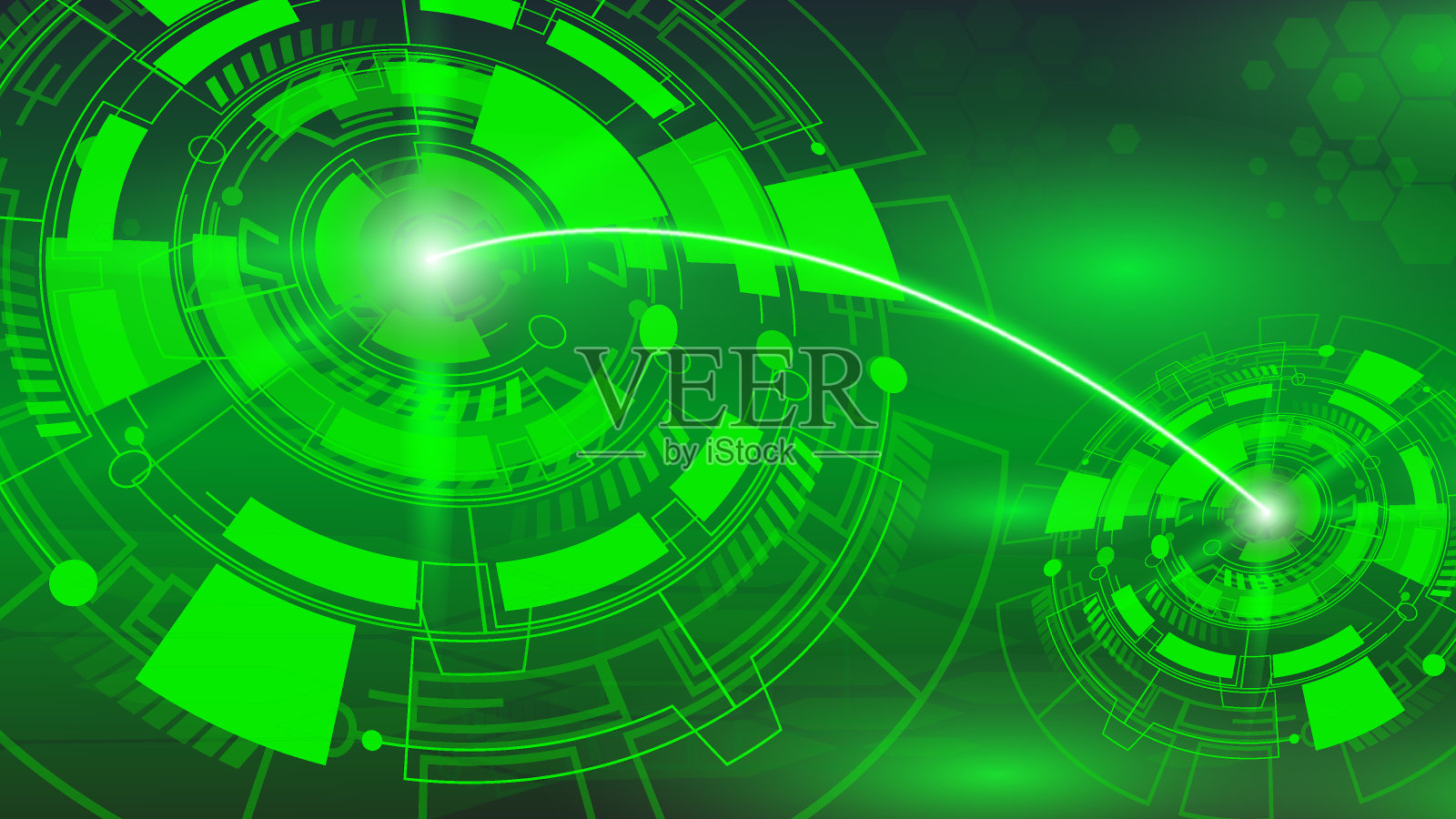 黑色背景上发光的绿色数字hud元素。抽象数字技术数据概念插画图片素材