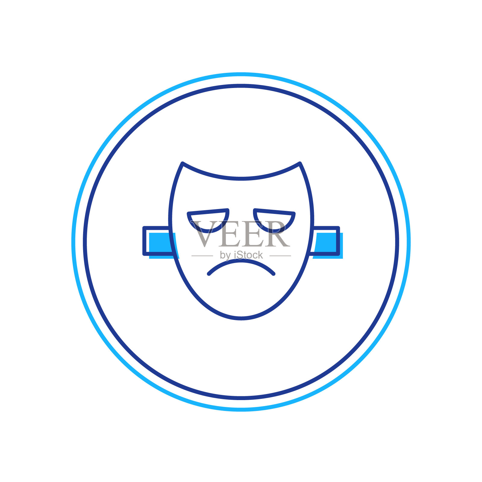 填充大纲戏剧戏剧面具图标孤立在白色背景上。向量插画图片素材