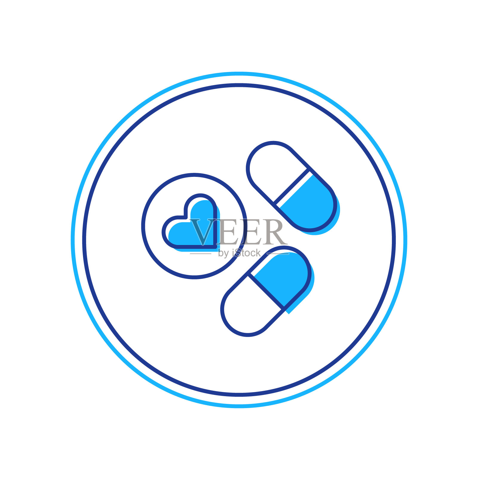 填充轮廓药物药片或药片图标孤立在白色背景。胶囊药丸和药物标志。药店的设计。向量插画图片素材