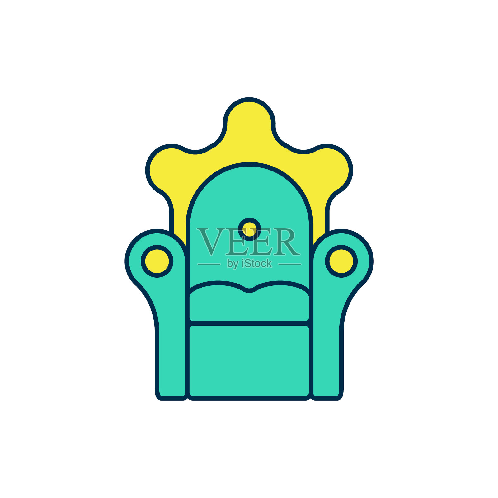 中世纪的宝座图标孤立在白色背景上。向量插画图片素材