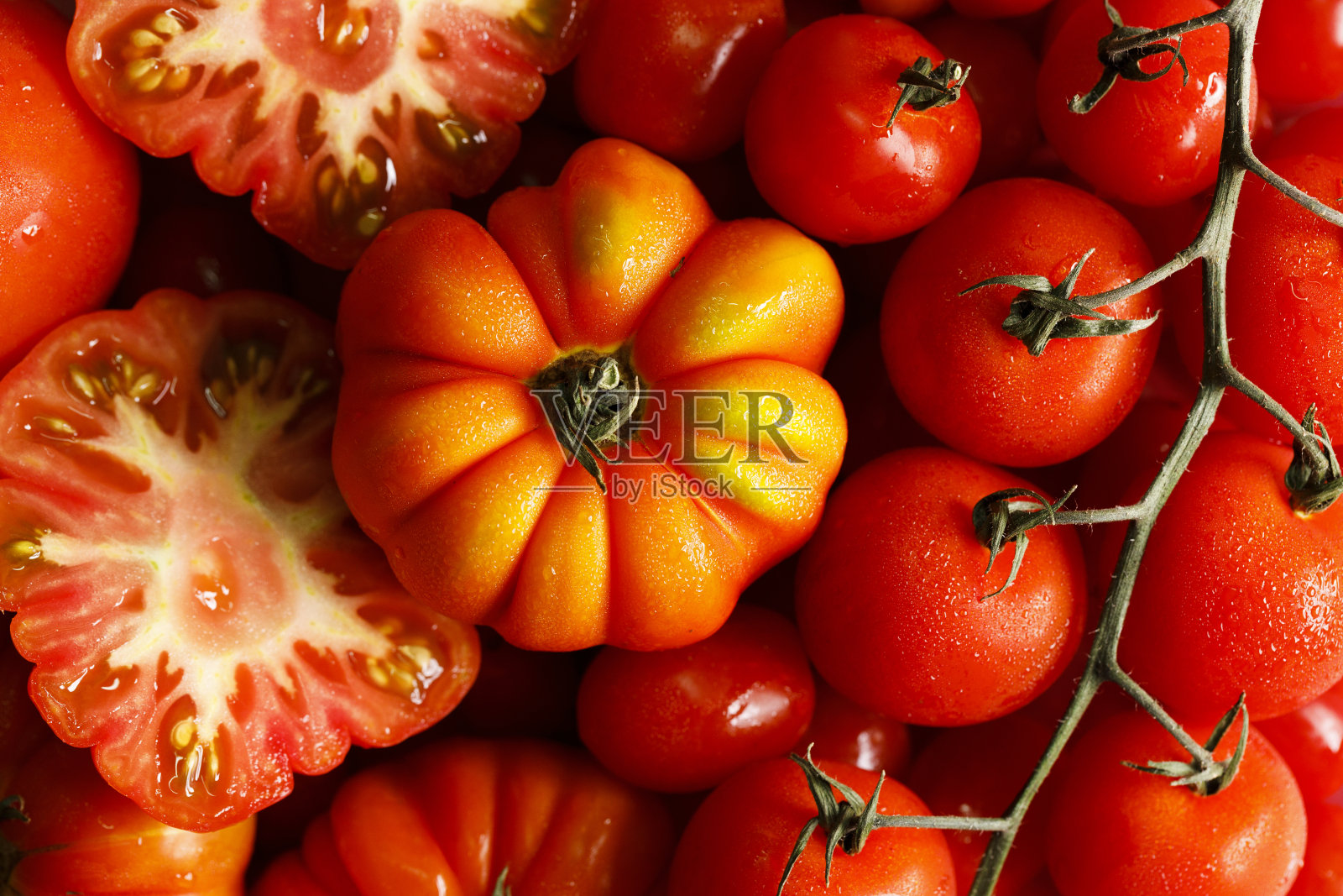 红色的番茄背景。特写镜头。照片摄影图片