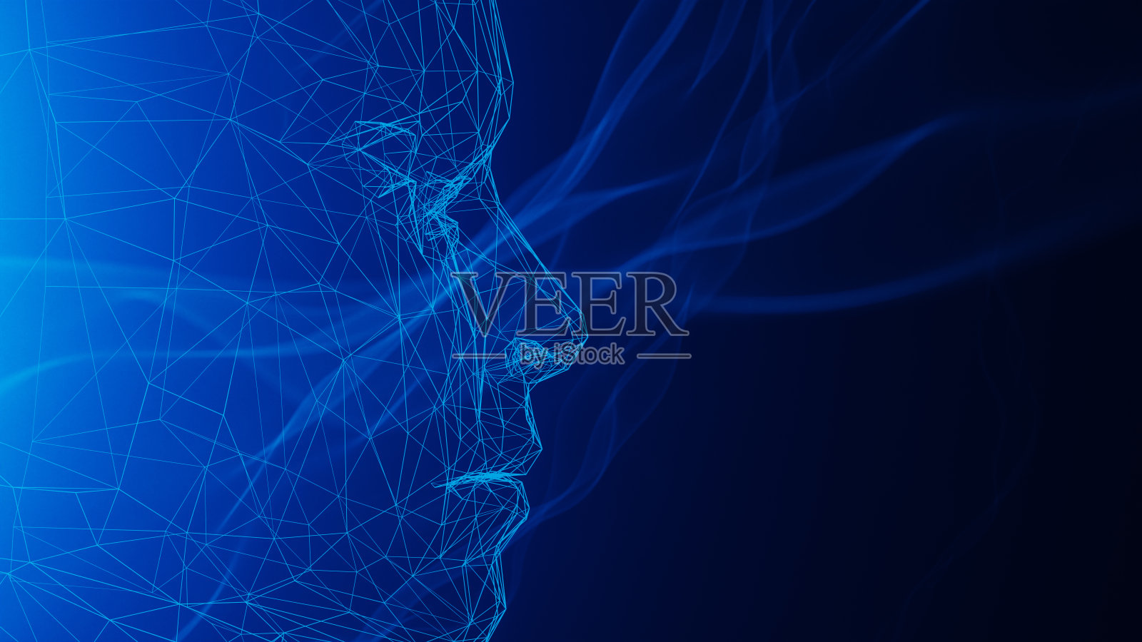 仿人脸的全息表示来表达人工智能。三维渲染照片摄影图片