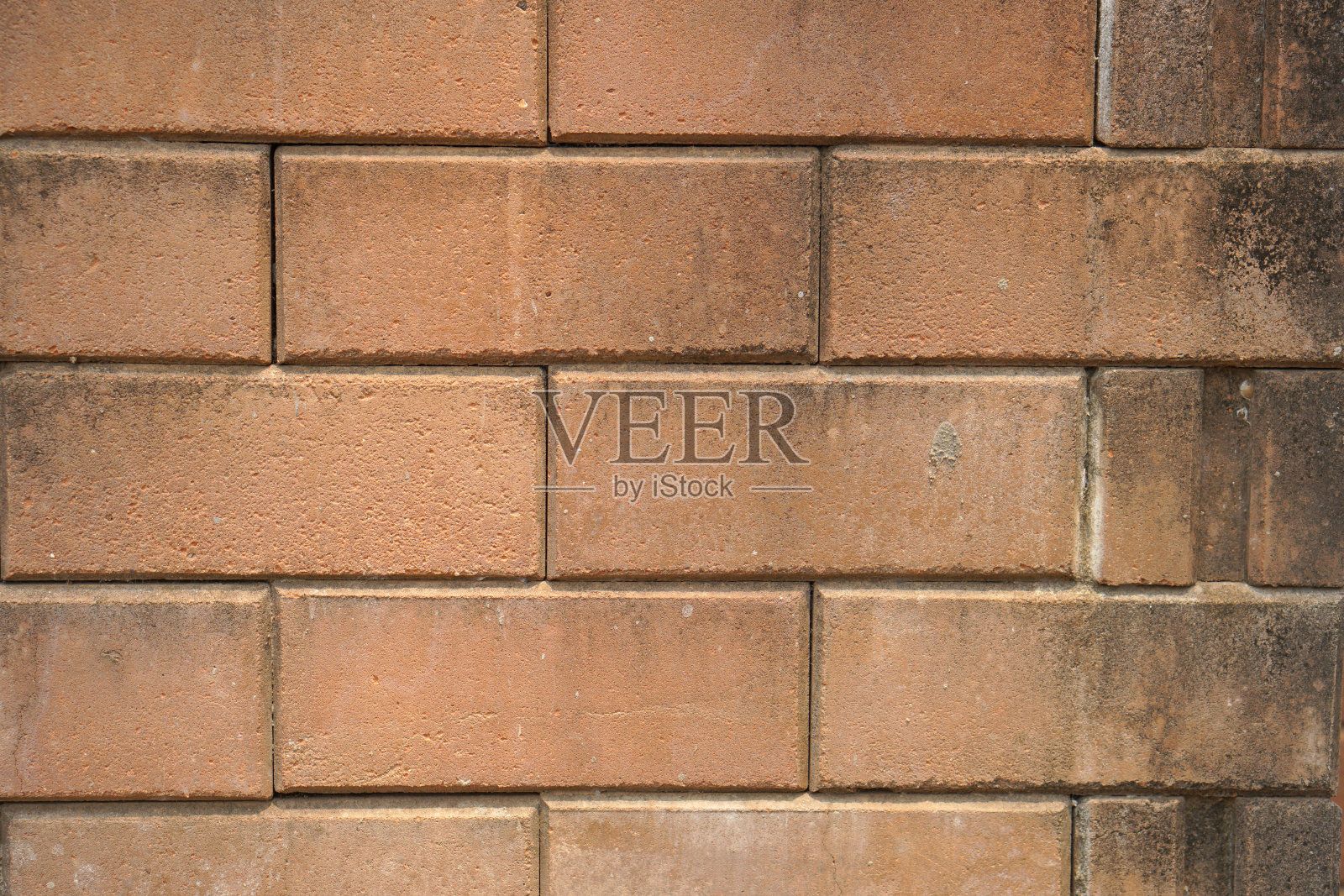 棕块砖墙背景，建筑墙面照片摄影图片