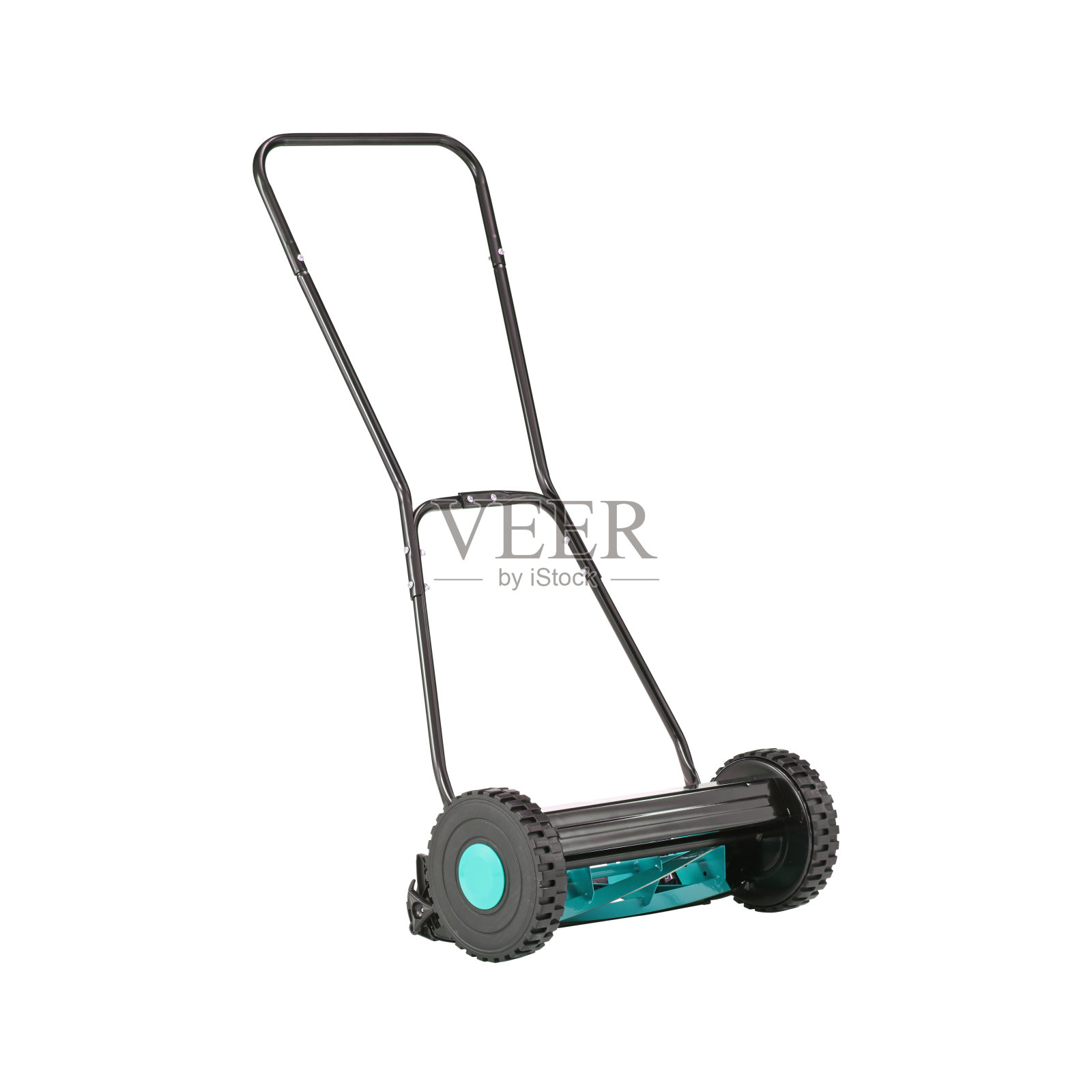 行走的割草机在白色背景上切割出孤立的路径照片摄影图片