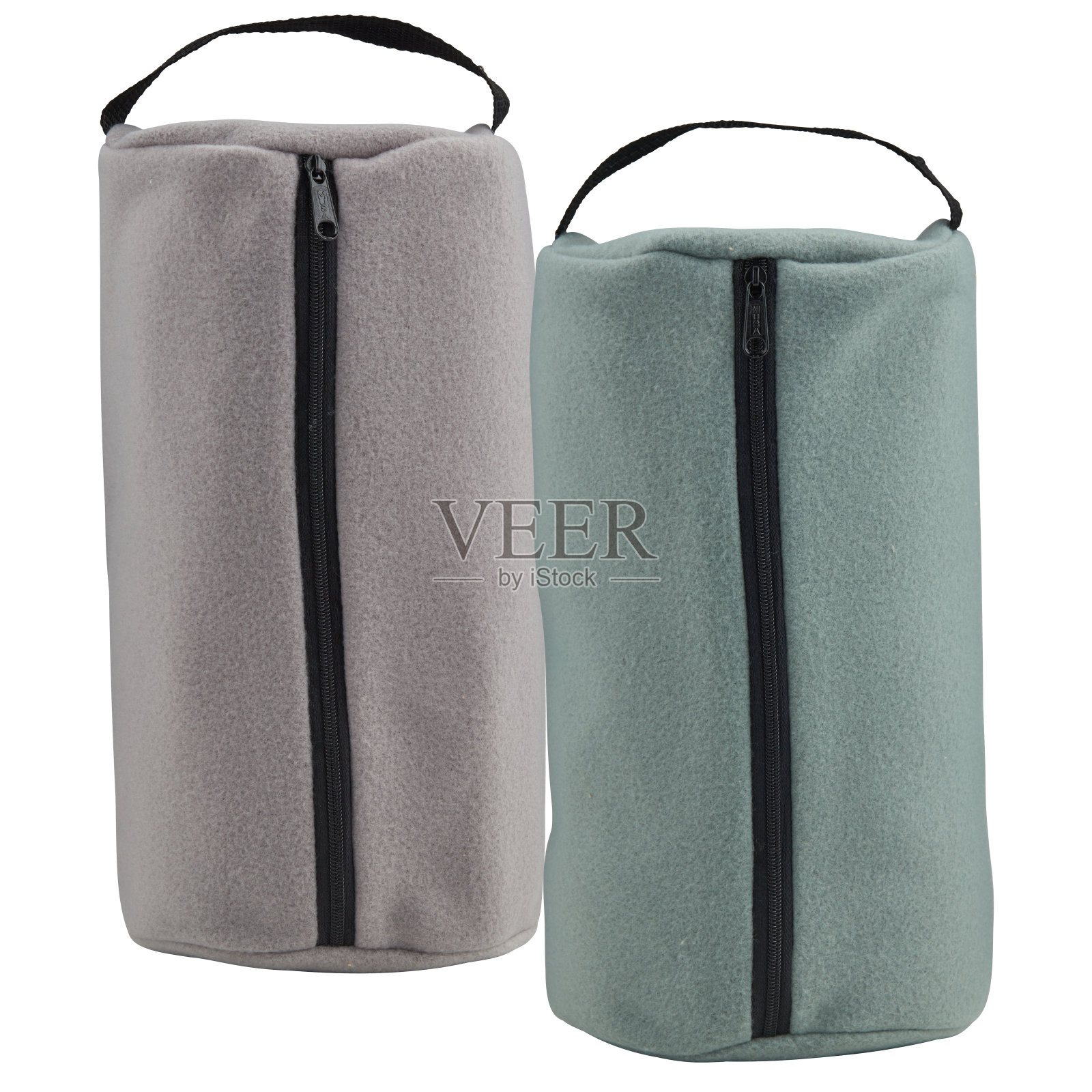 面料袋与前拉链处理切断孤立在白色背景有剪辑路径照片摄影图片