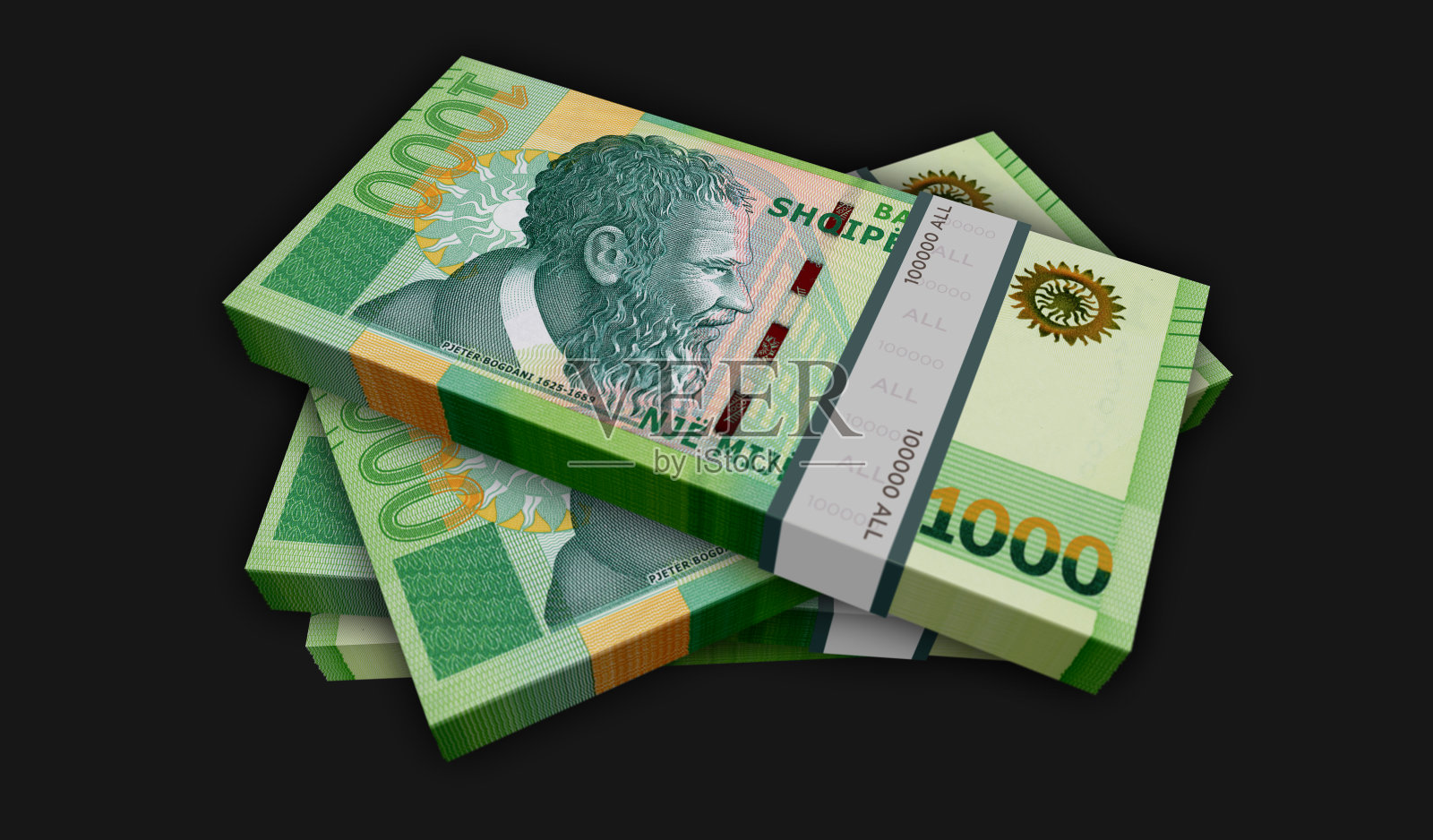 阿尔巴尼亚沥钱钞票包装3d插图照片摄影图片