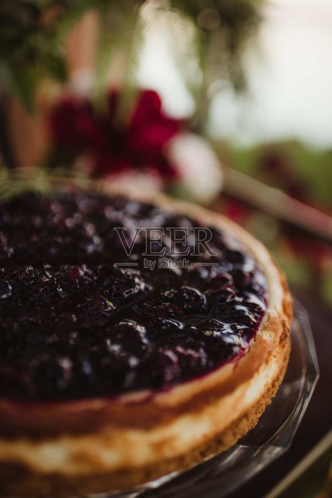 黑莓芝士蛋糕特写照片摄影图片