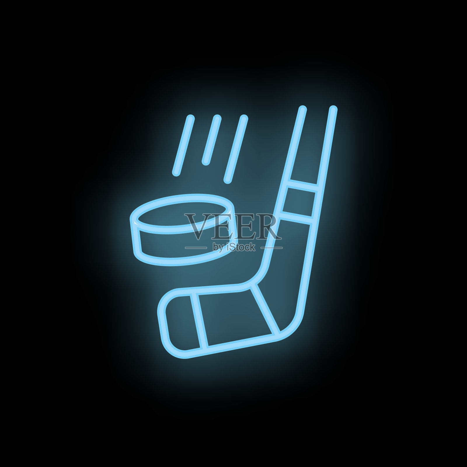 曲棍球杆图标霓虹灯插画图片素材