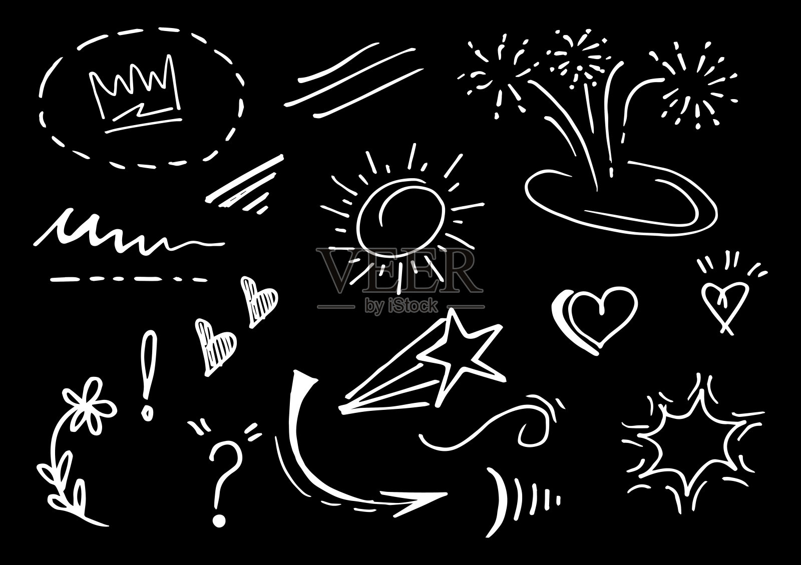 矢量涂鸦集合的设计元素。突出显示文本和强调元素插画图片素材