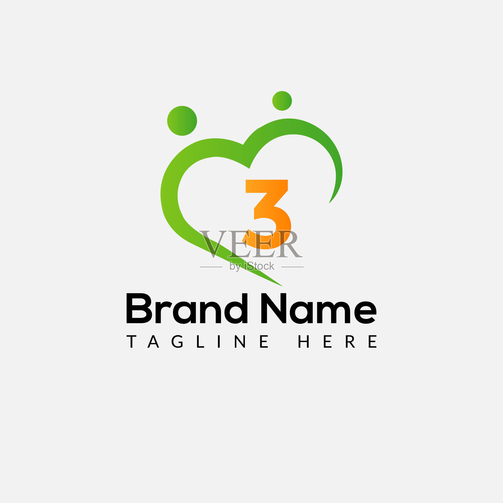 字母3上的卫生标志。健康图标与标识类型概念插画图片素材