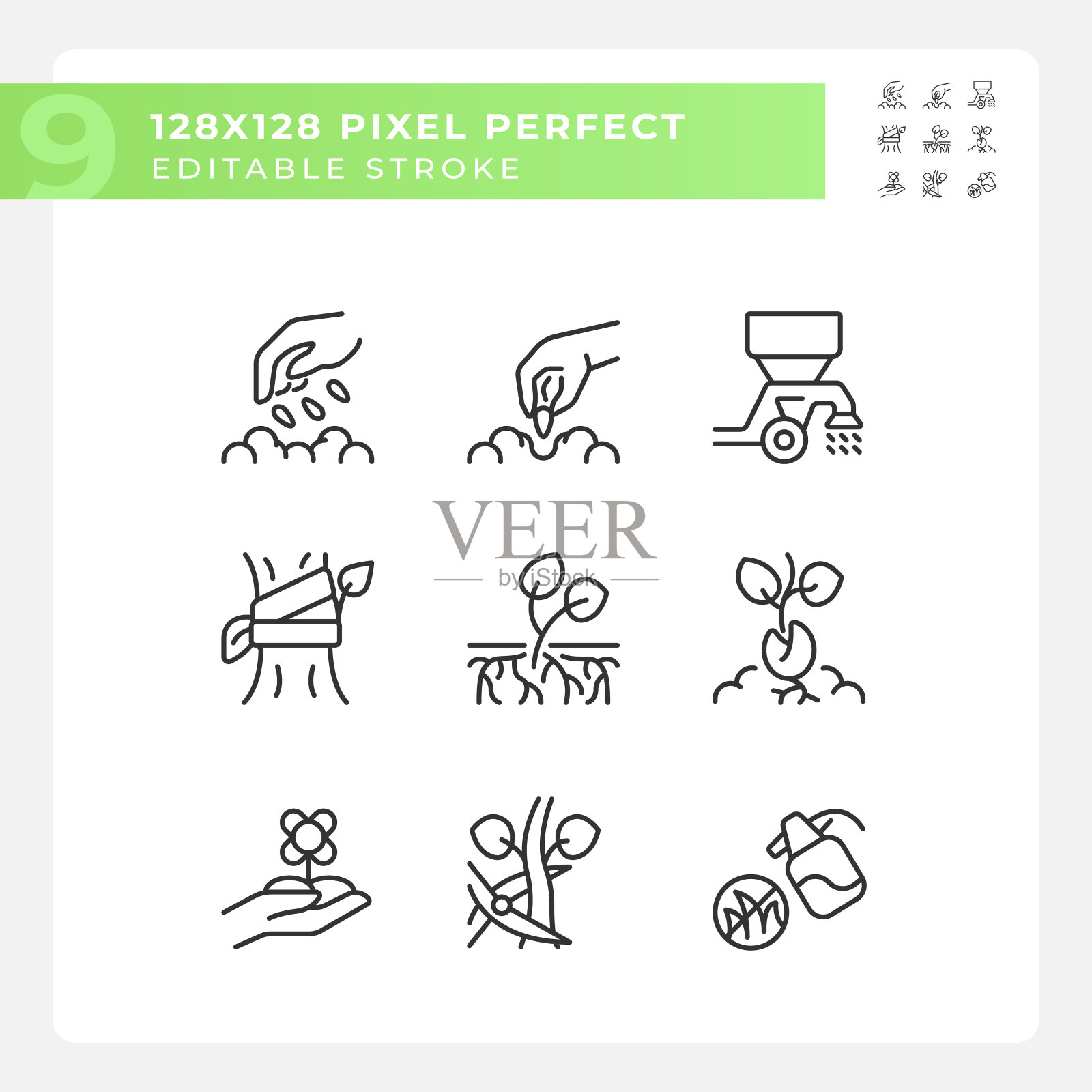 农业线性图标集插画图片素材