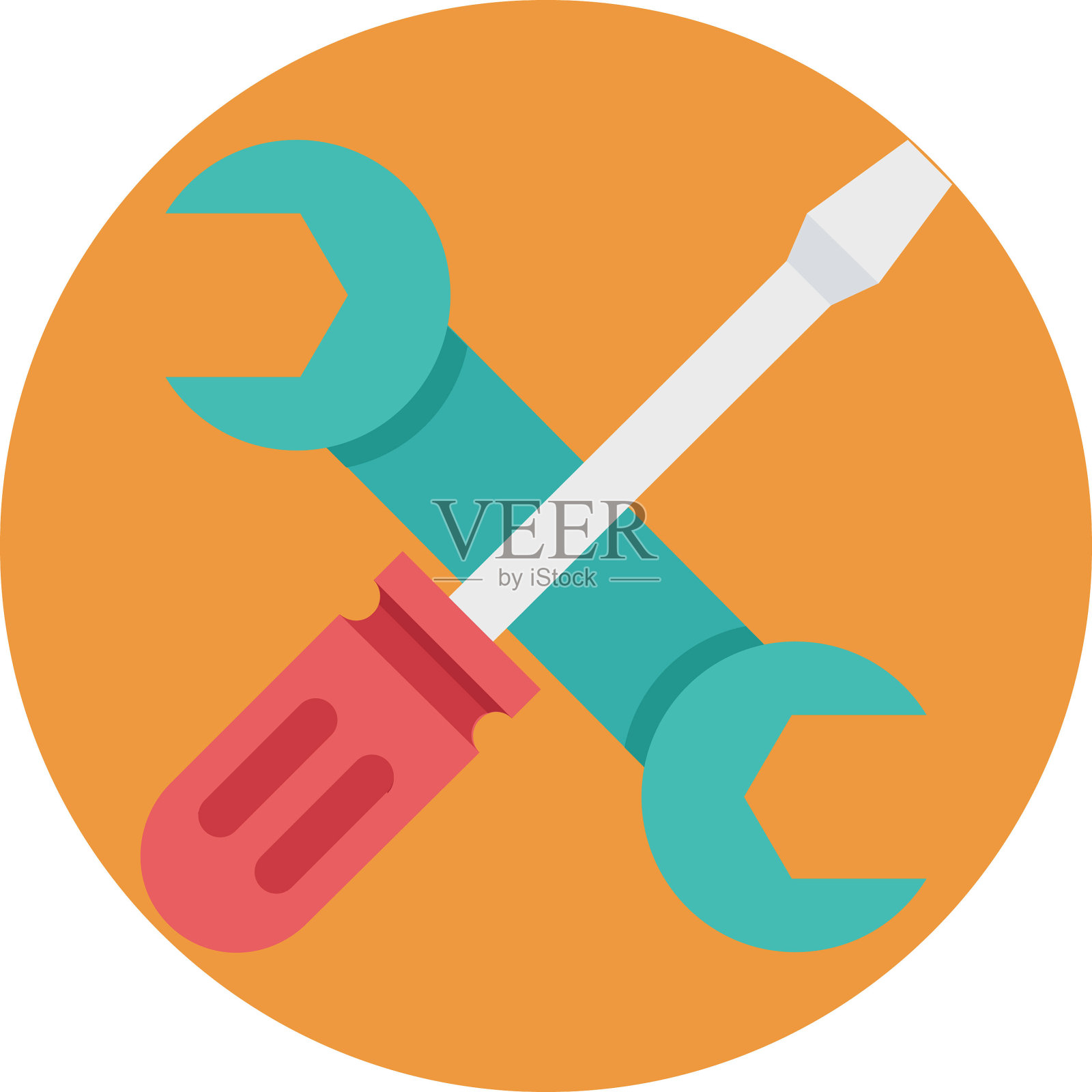 螺丝刀和扳手隔离矢量图标的建设插画图片素材