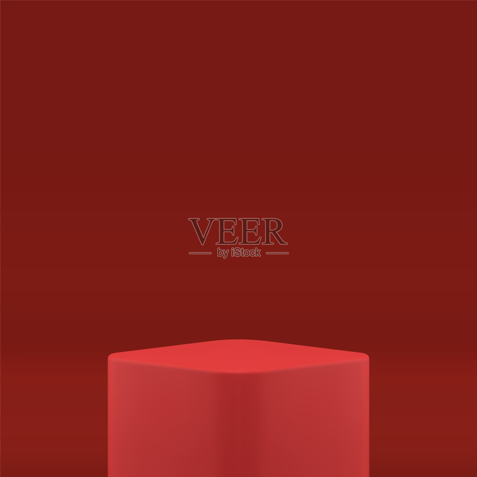 红色三维讲台立方体几何平台展览基础工作室背景逼真矢量插画图片素材