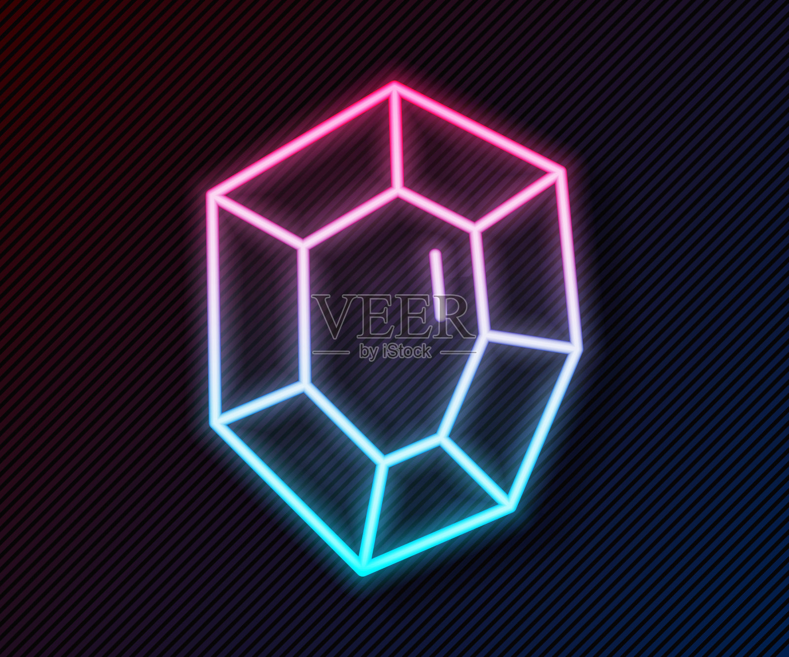 发光的霓虹灯线宝石石图标孤立在黑色背景。首饰的象征。钻石。向量插画图片素材