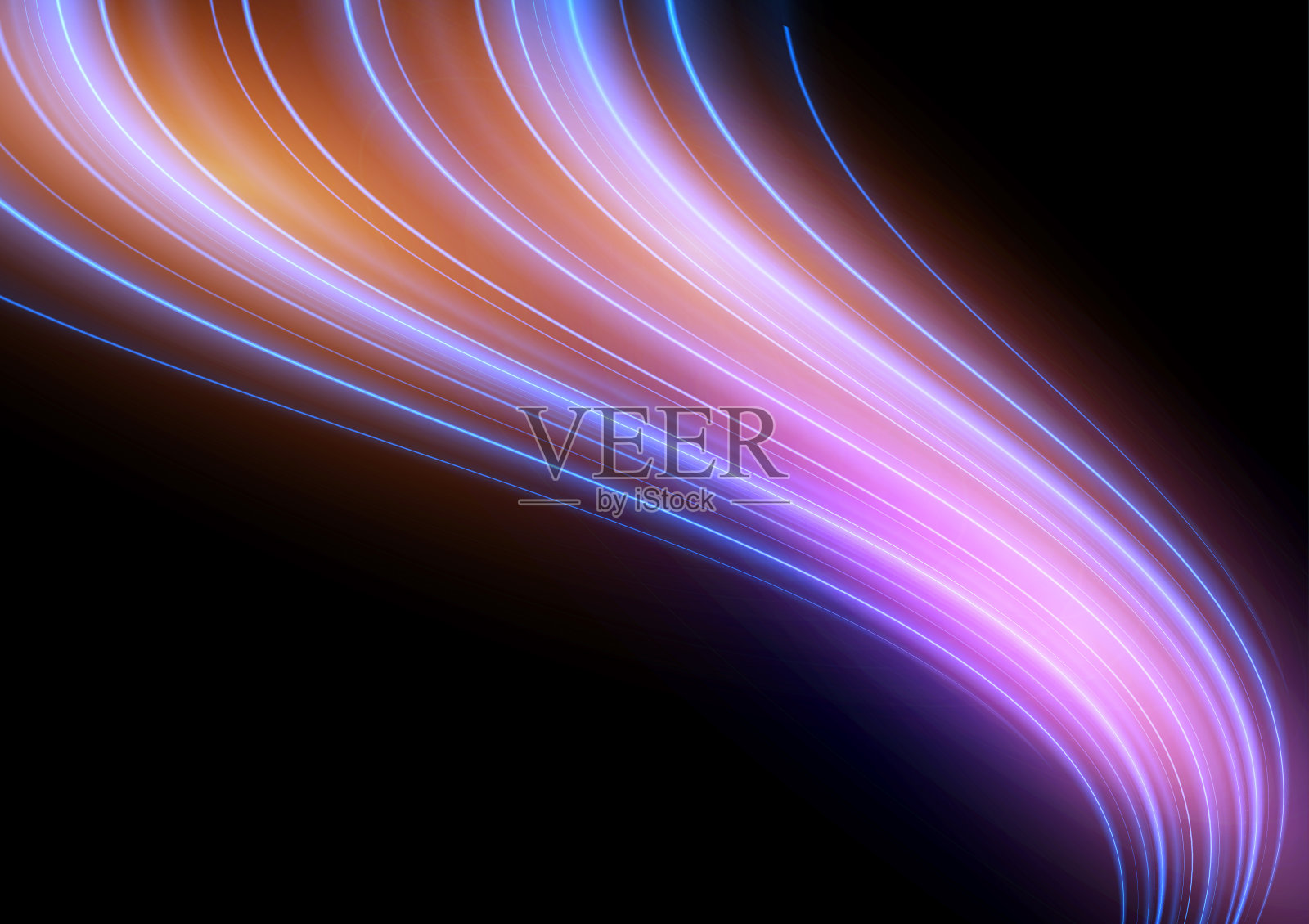 现代抽象高速光运动效果在黑色背景。矢量插图。插画图片素材