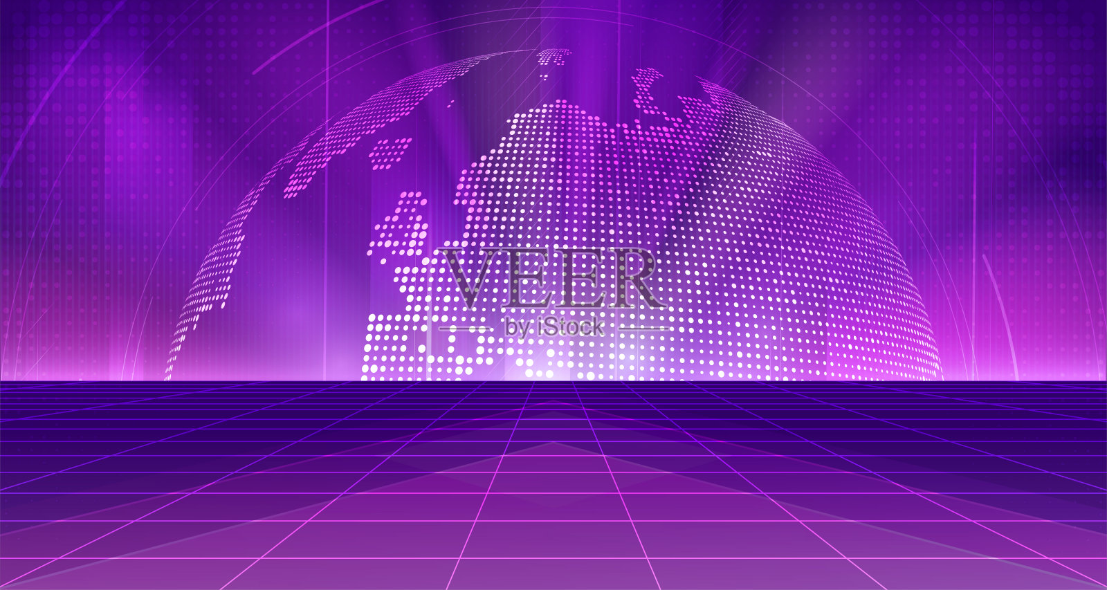 数字技术元宇宙霓虹灯蓝粉色背景，网络信息，抽象速度连接通信，创新未来元技术，互联网网络连接，Ai大数据，插图3d插画图片素材