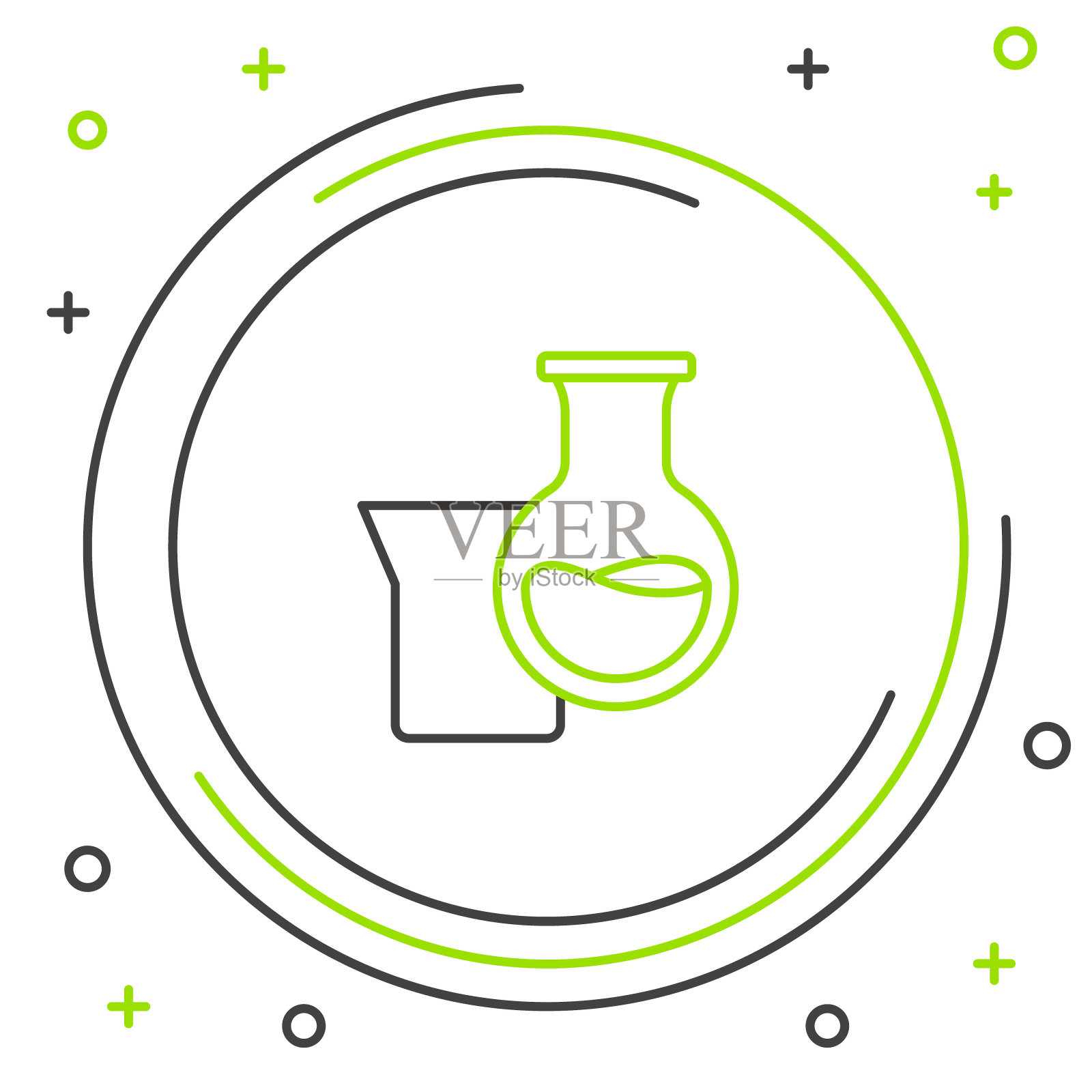 线油汽油试管图标孤立的白色背景。彩色轮廓概念。向量插画图片素材