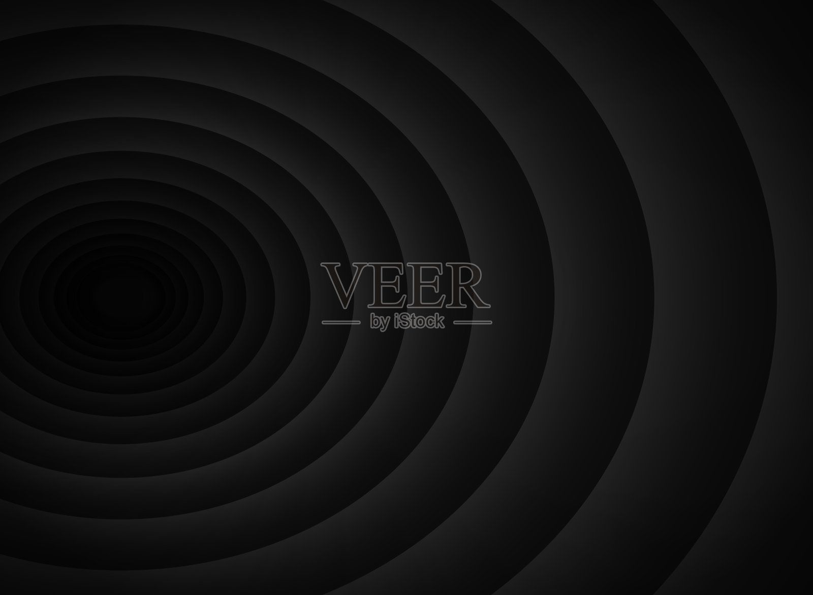 抽象的不寻常的水平插图的椭圆形体积梯度黑色和灰色线或形状，相互重叠的形式，一个球形洞穴。设计无缝单色错觉图案插画图片素材