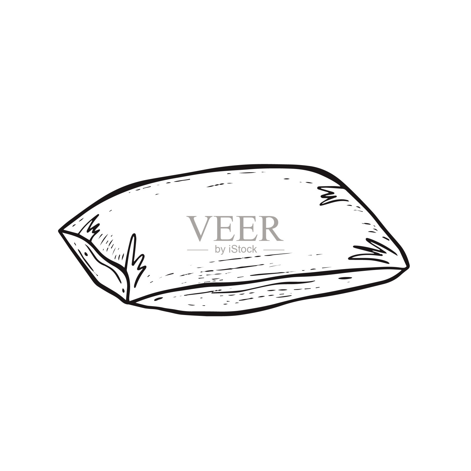 枕头手绘黑色轮廓素描矢量艺术插图。插画图片素材