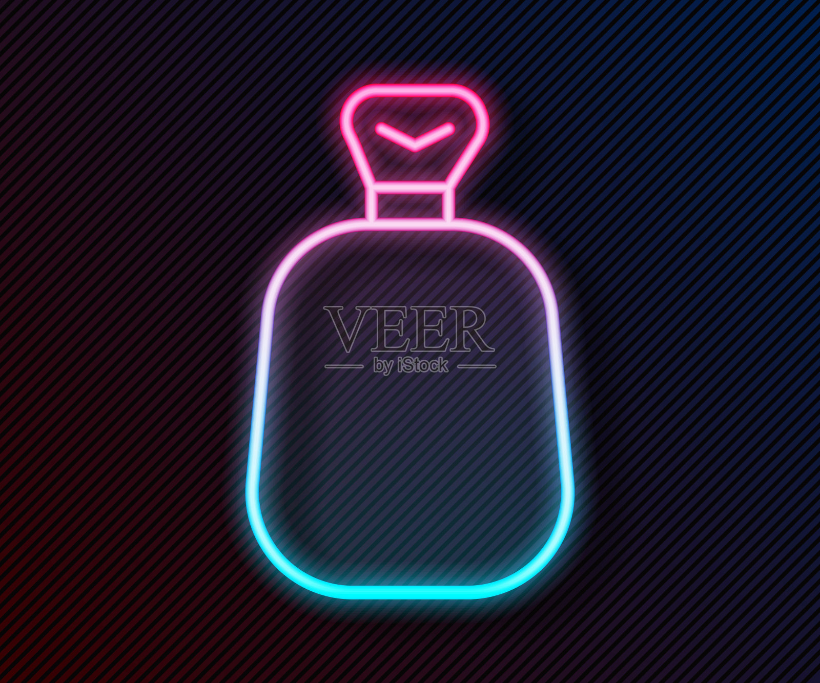 发光的霓虹灯线全袋图标隔离在黑色背景上。向量插画图片素材