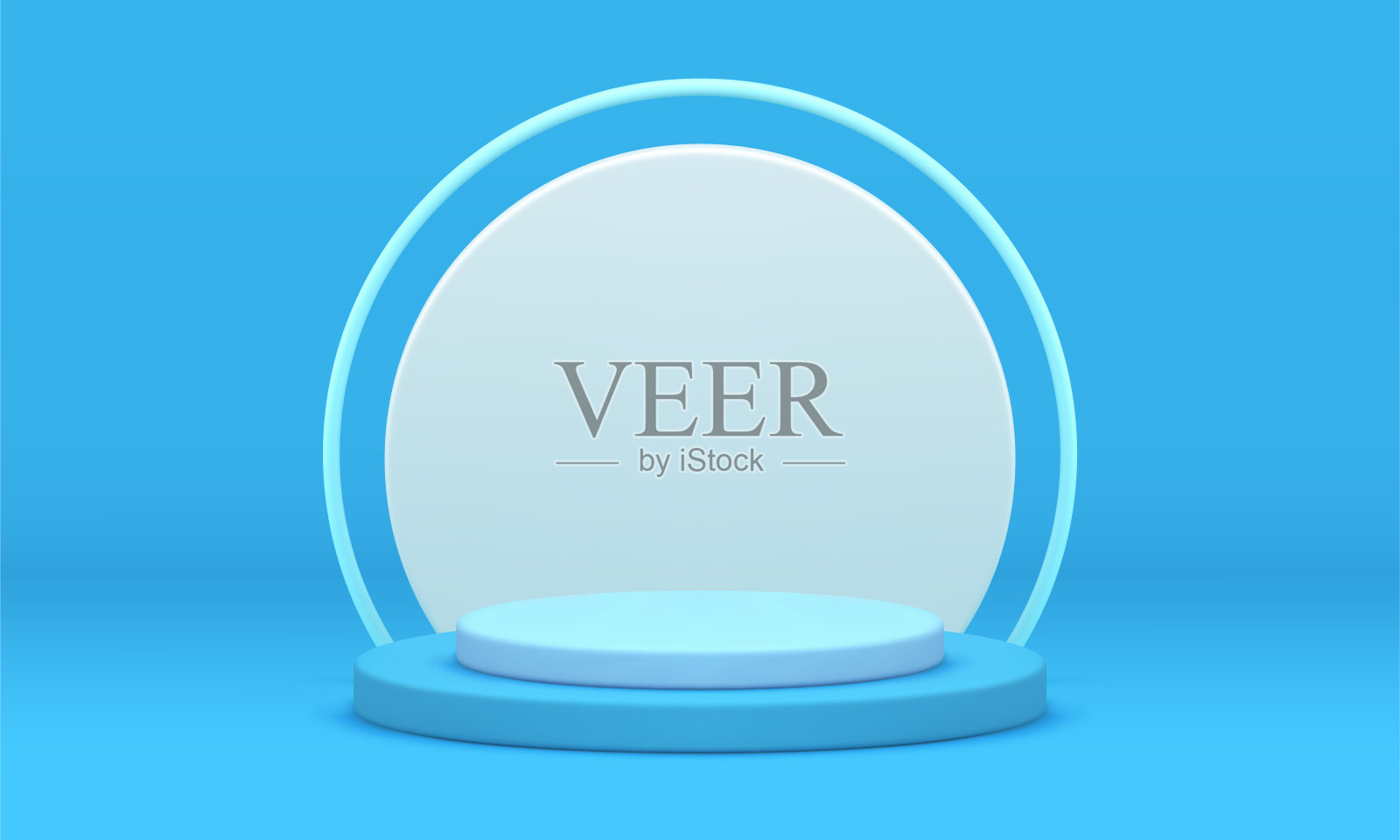蓝色三维领奖台圆柱形颁奖平台几何舞台水平竞技场为事件庆祝矢量插画图片素材