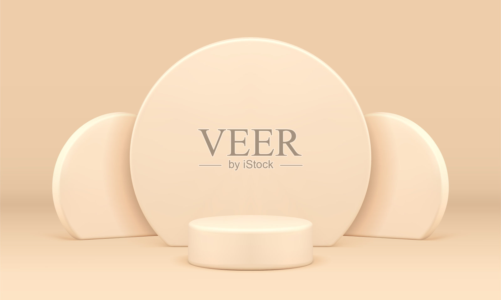 米色3d领奖台圈颁奖舞台活动庆典高端广告平台逼真矢量插画图片素材