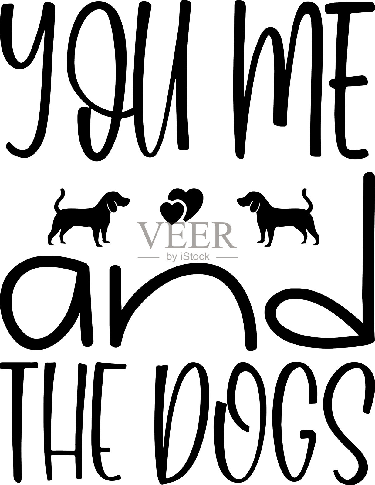 你，我，还有狗信插画图片素材