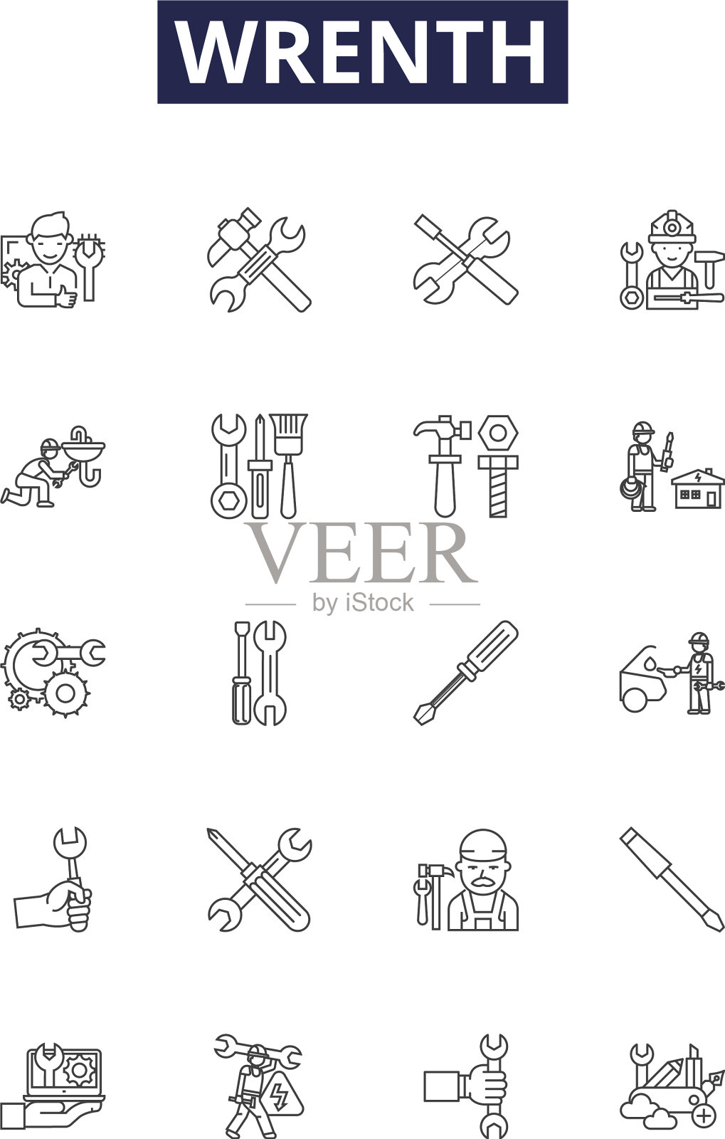 鹪鹩线图标和标志鸟类生物学图标素材