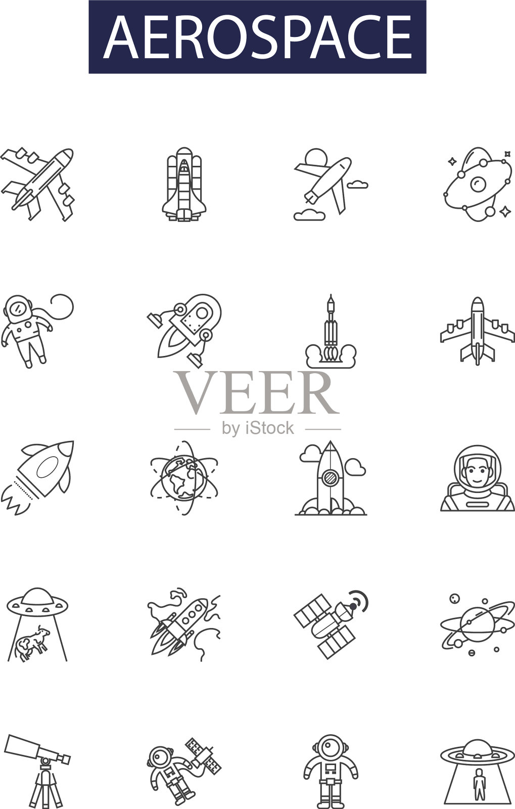 航空航天线图标和航空标志插画图片素材